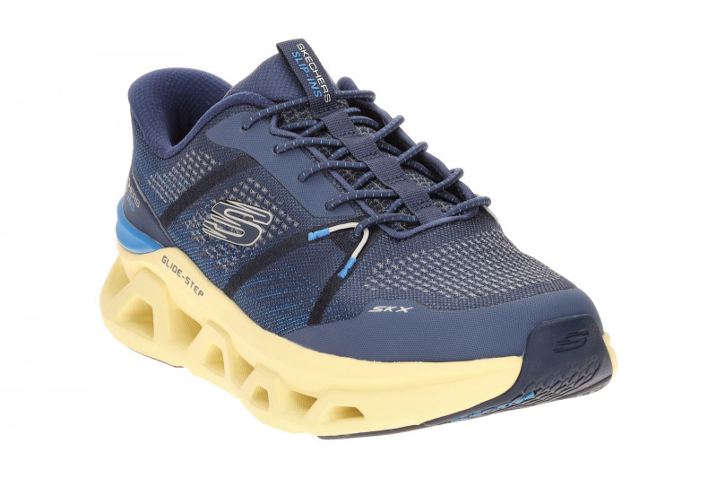 Skechers Glide Step Schuhe blau gelb Herren Slip-Ins 233023