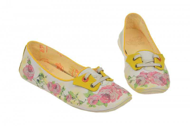 Eject Aura Schuhe weiß gelb Blumen Print