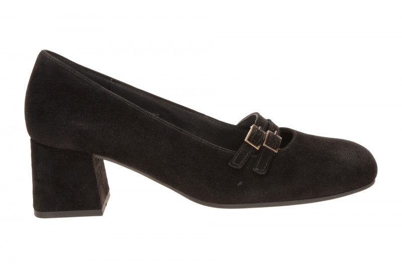Gabor Schuhe Pumps schwarz Samt Spangen 3022.02.001