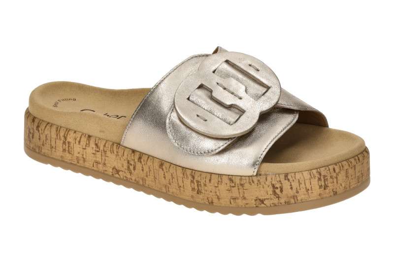 Gabor Plateau Pantolette puder grau gold metallic 63.760.62
