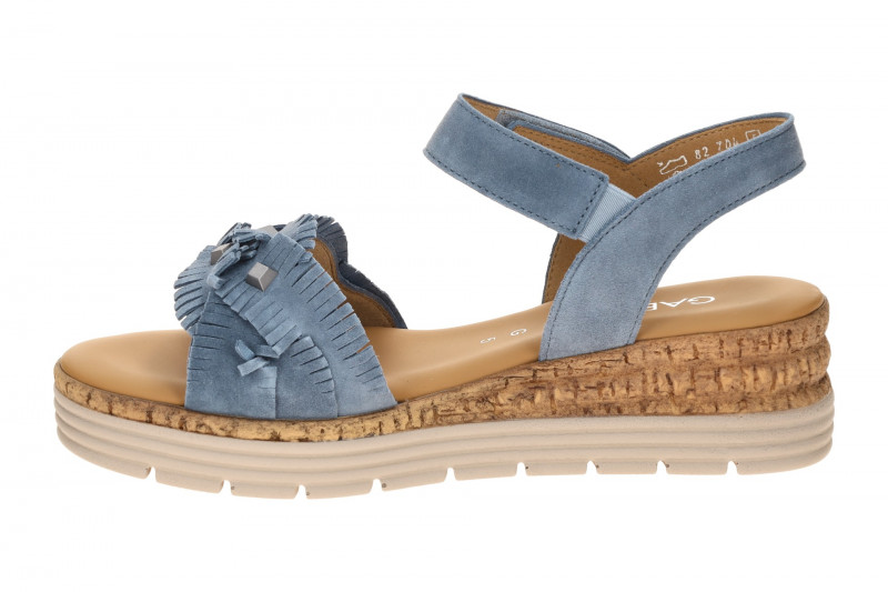 Gabor Keil Sandale blau Velour Fransen 82.704.26
