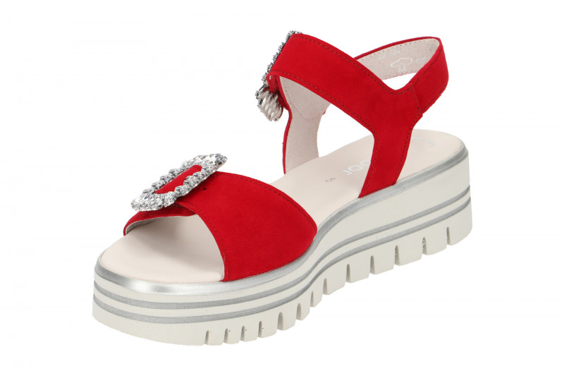 Gabor Plateau Sandale rot Samt 23.624.15