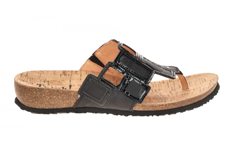 Think Julia Pantolette Zehentrenner schwarz Lack Viereck 1136