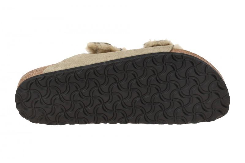 Birkenstock Arizona Shearling Pantolette taupe Lammfell Schmal 1028293