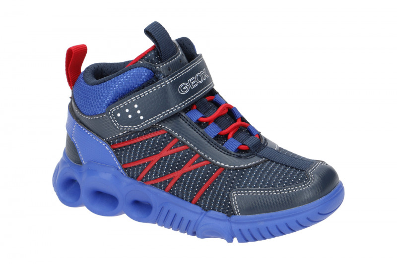 Geox Wroom Kinder Schuhe blau rot Blinker J26GAA