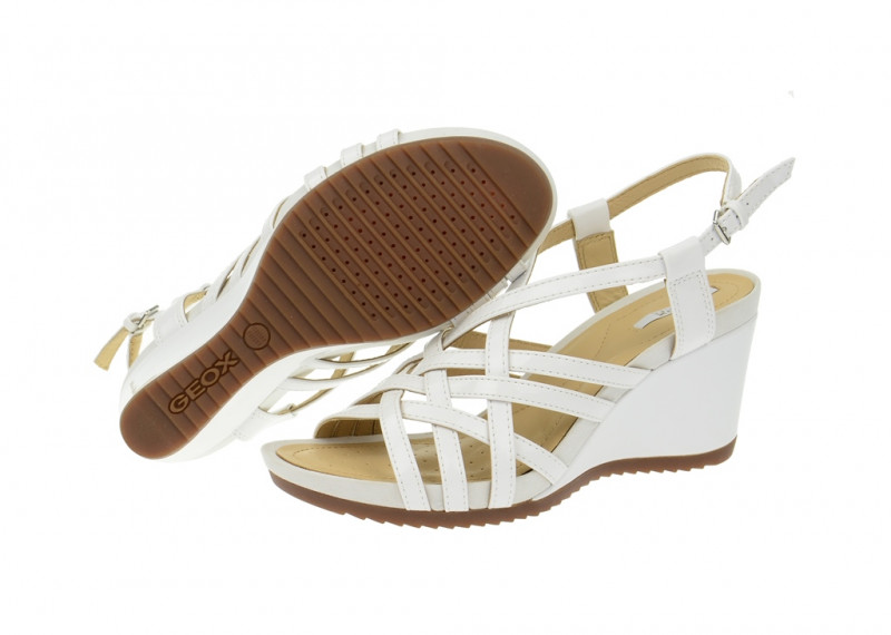 Geox Rorie Keil Sandale weiß - D42P3E