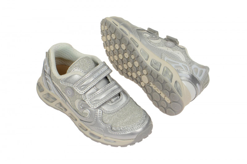 Geox Respira Shuttle Girl Kinderschuhe in silber weiß Mädchen
