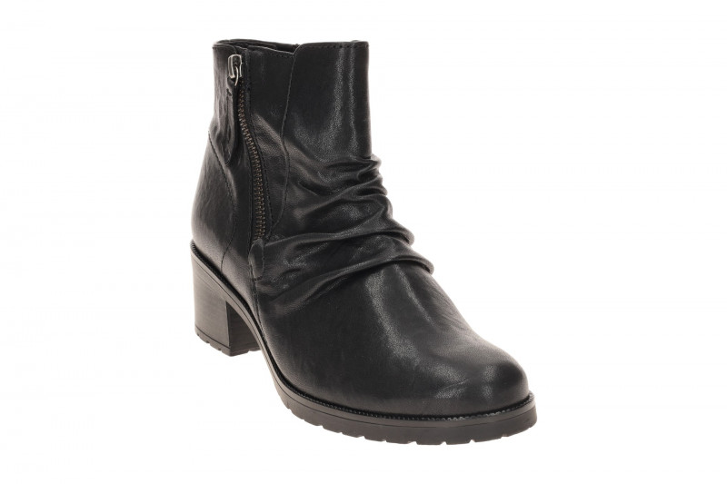 Gabor Stiefelette schwarz Leder gerafft G-Weite 72.811.57
