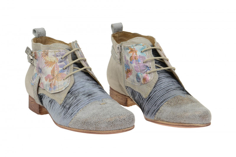 Charme Stiefelette grau blau Blumen 0064