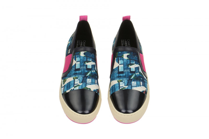 Geox Breeda Designer Schuhe Slipper blau print