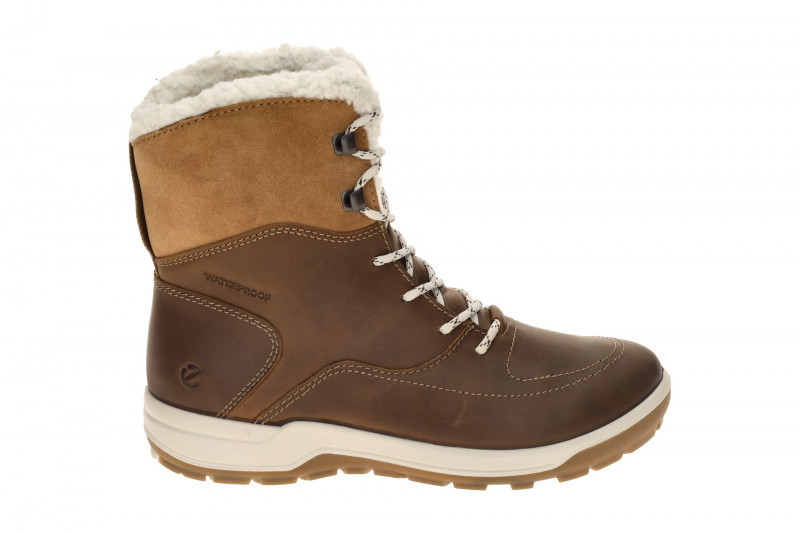 Ecco Trace Stiefel Winter Schnür Boots braun camel Warmfutter