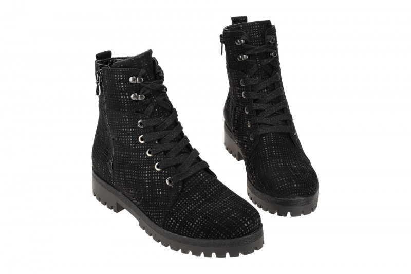 Waldläufer Hanako Stiefel schwarz Lackmuster 338813