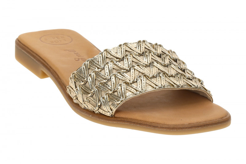 Paul Green Pantolette grau gold metallic Wellenmuster 6139