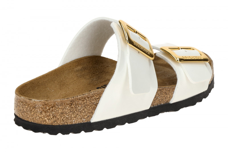 Birkenstock Sydney Cushion Buckle Pantolette weiß Lack SCHMAL 1029438