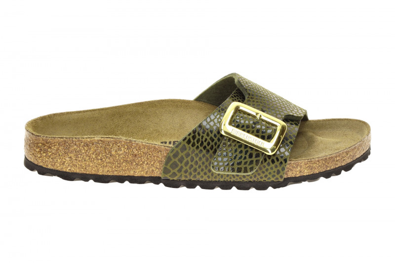 Birkenstock Catalina Cushion Buckle Pantolette grün Snake SCHMAL 1030320