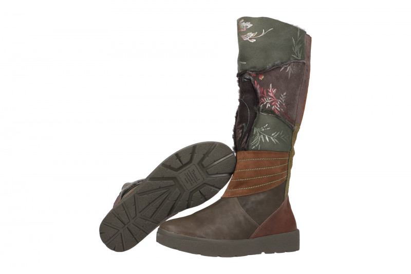 Think Drunta Stiefel grün braun Lammfell
