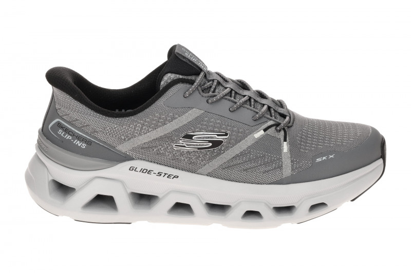 Skechers Glide Step Schuhe grau silber Herren Slip-Ins 233023