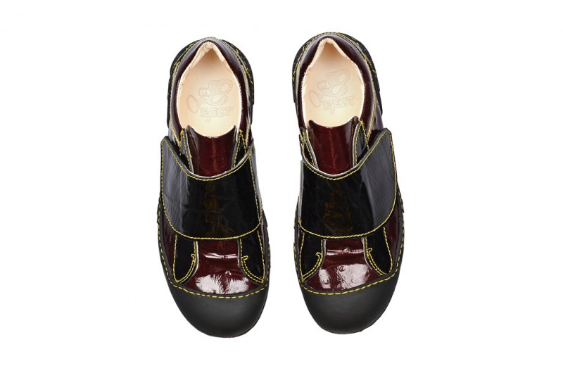 Eject Puzzle Schuhe rot schwarz Lack