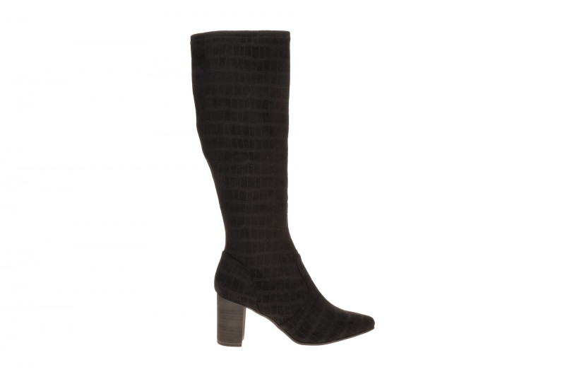 Caprice Lang Schaftstiefel schwarz Stretch Kroko 25520