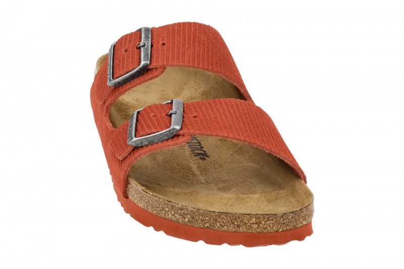 Birkenstock Arizona BS Pantolette rot Velour Schmal-Weit 1026102