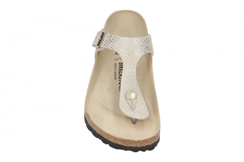Birkenstock Gizeh BS Pantolette weiß gold python 1018481