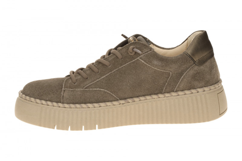 Gabor Schuhe taupe braun Plateau Sneakers Strass-Schmuck 6014