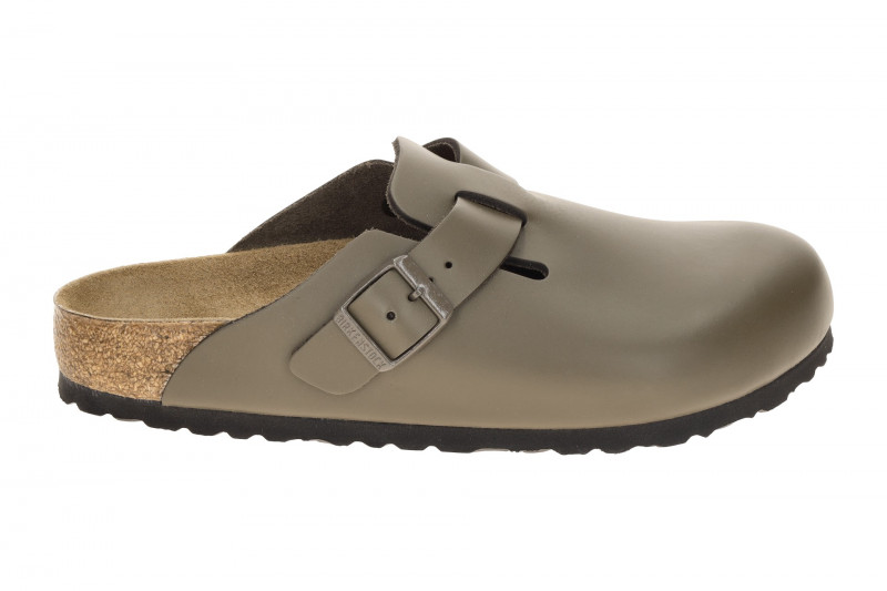 Birkenstock Boston Pantolette grau Glattleder SCHMAL-WEIT 1029156