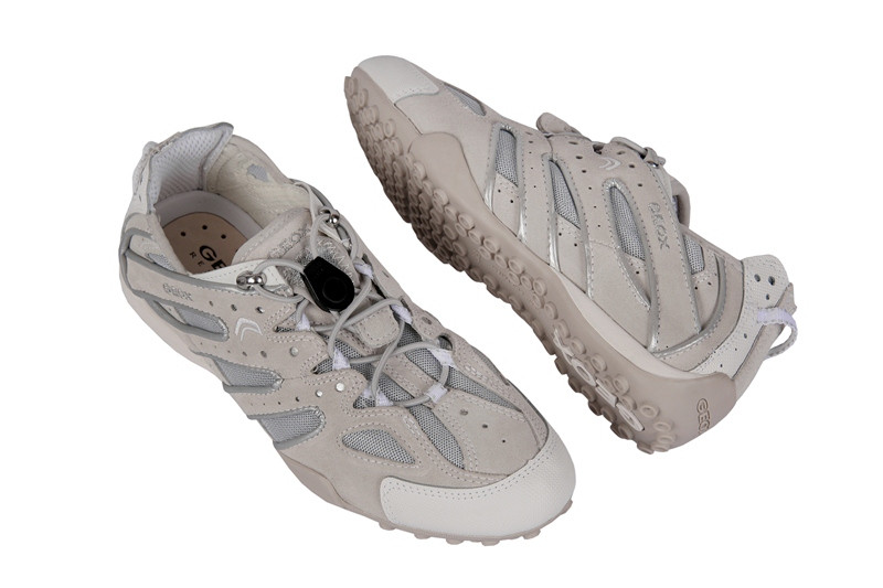 Geox Snake V Schuhe weiß beige Damen Sneaker