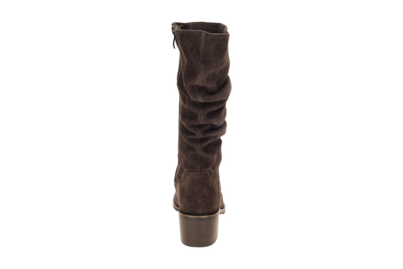 Caprice Stiefel Mid Rise braun Velour gerafft 25401