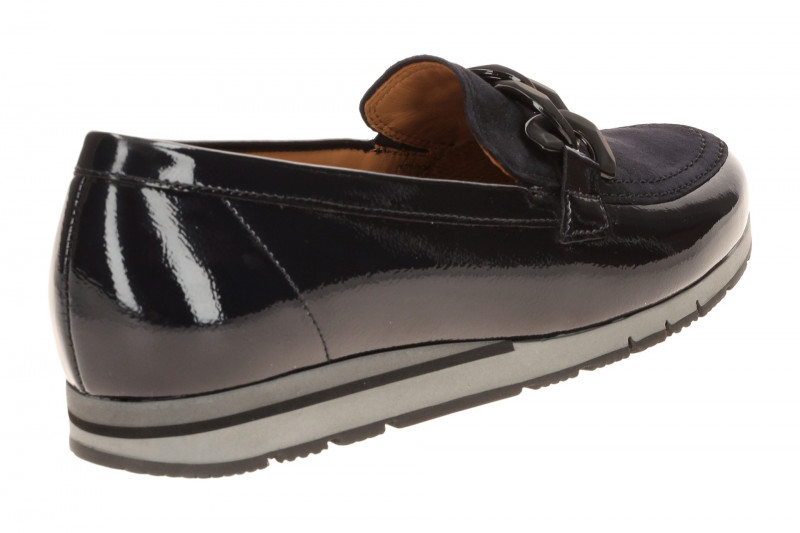Gabor Schuhe Slipper blau Lack Velour Mokassin 4004.01