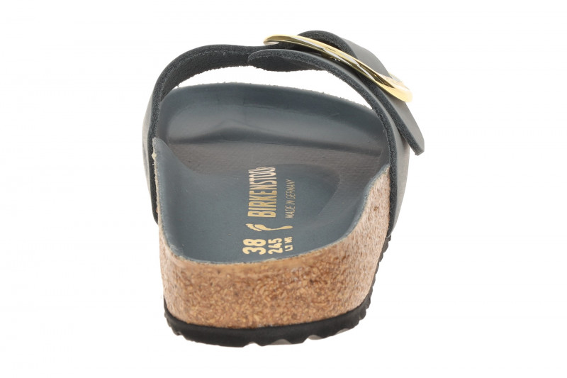 Birkenstock Madrid Big Buckle Pantolette grau blau SCHMAL