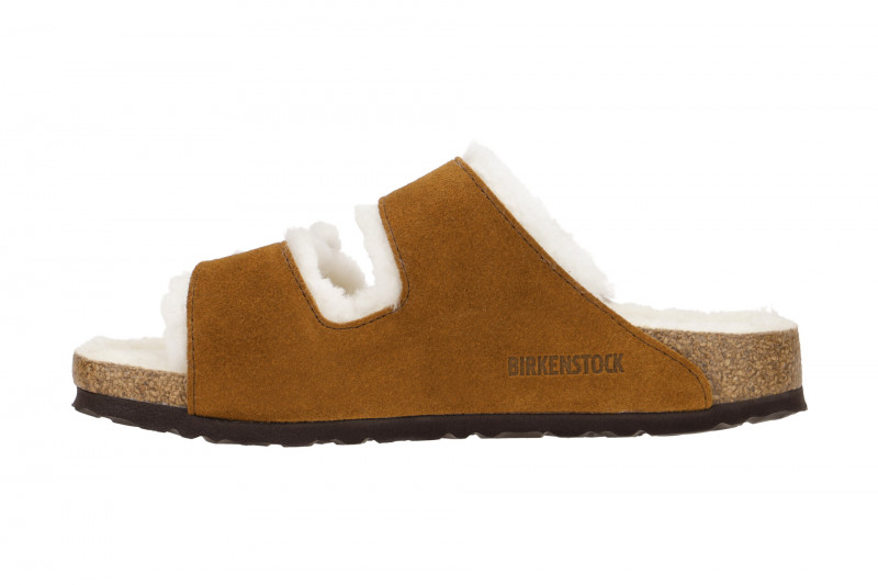 Birkenstock Arizona Shearling Pantolette braun Lammfell Schmal 1001135