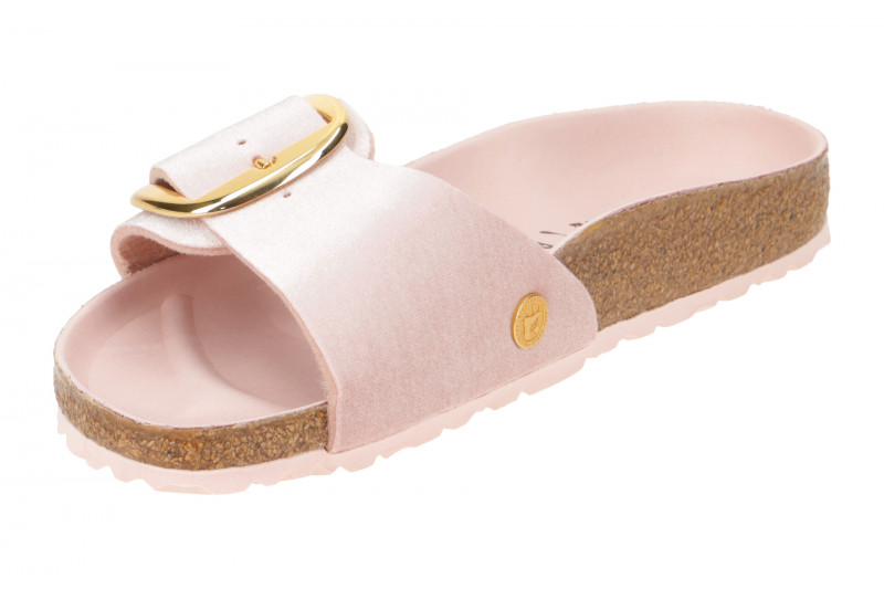 Birkenstock Madrid Big Buckle Pantolette rosa Samt Schmal 1023564