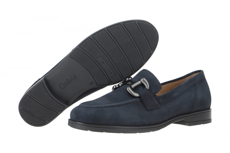 Gabor Schuhe Slipper blau Velour G-Weite 32.422.46
