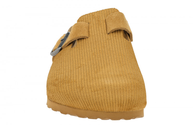 Birkenstock Boston BS Pantolette hellbraun Velour Normal-Weit 1025647