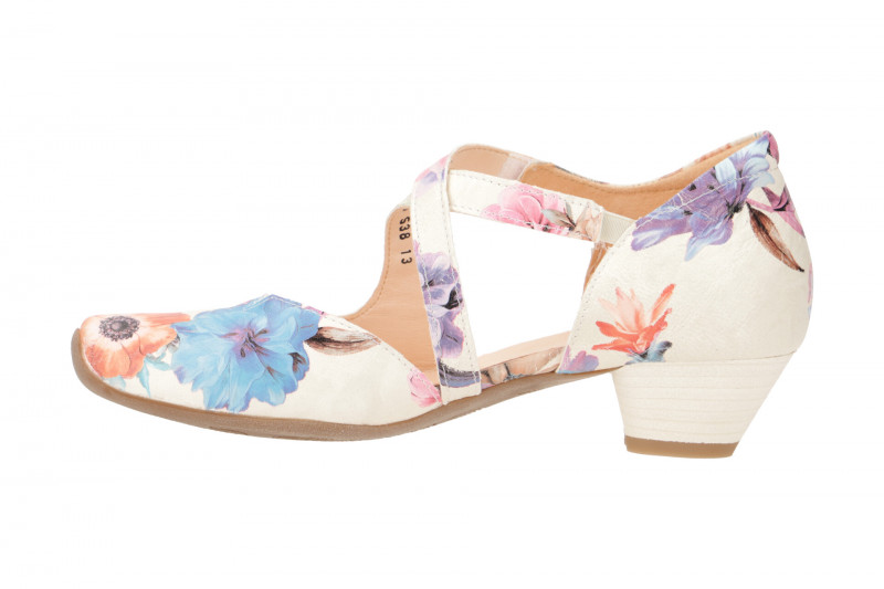 Think Aida Riemchen Pumps weiß pastell Blumen