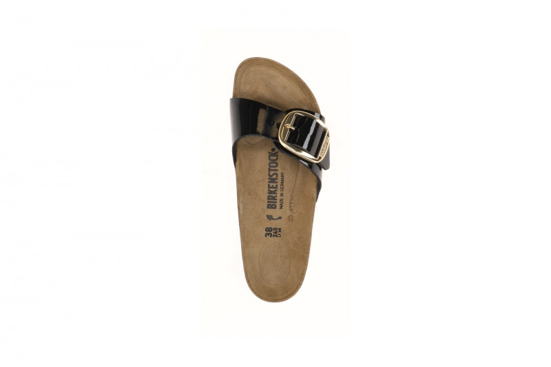 Birkenstock Madrid Big Buckle Pantolette schwarz Lack SCHMAL 1027785
