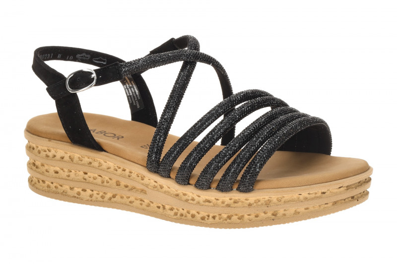 Gabor Fashion Plateau Sandalen schwarz Strass 84.555.87