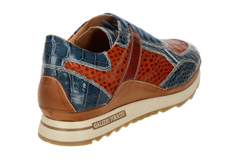 Galizio Torresi Schuhe Sneakers blau orange Kroko 417010