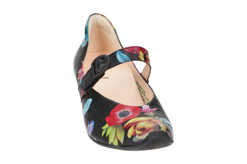 Think Aida 532 Riemchen Pumps schwarz bunte Blumen