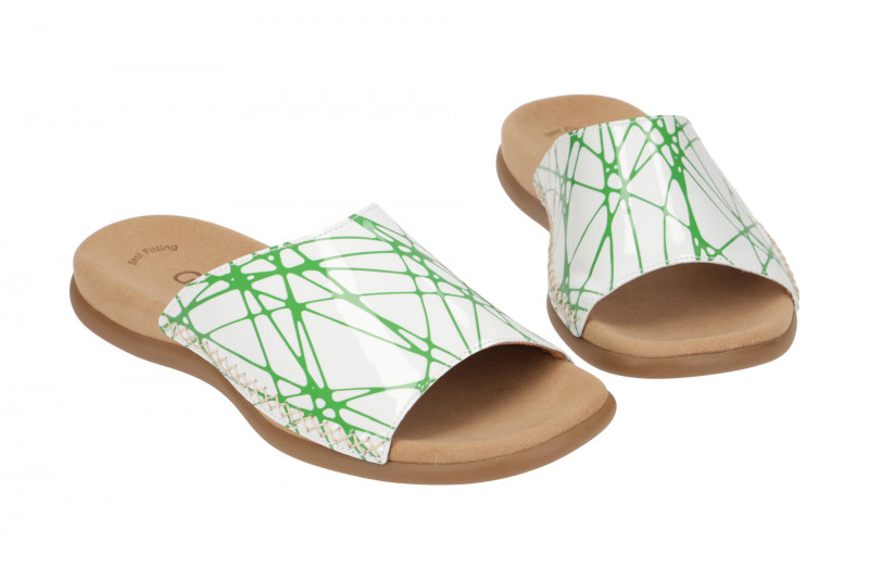 Gabor Pantolette weiß grün Lack 63.705.02