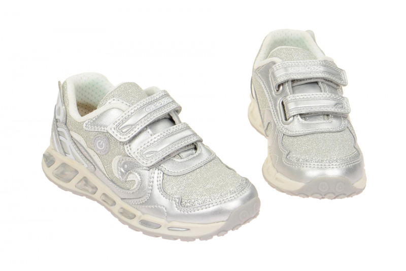 Geox Respira Shuttle Girl Kinderschuhe in silber weiß Mädchen
