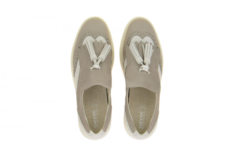 Geox Thymar Slipper grau weiß Fransen