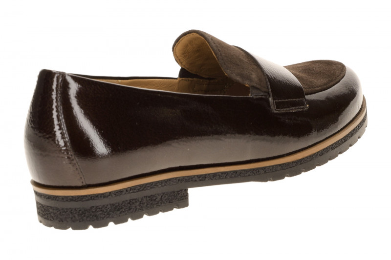 Gabor Schuhe Slipper braun Lack Velour Loafer 4005.01