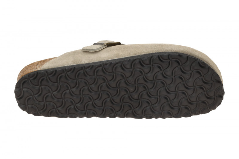 Birkenstock Boston Shearling Pantolette taupe grau SCHMAL 1028299