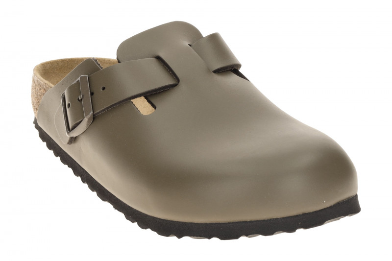 Birkenstock Boston Pantolette grau Glattleder SCHMAL-WEIT 1029156