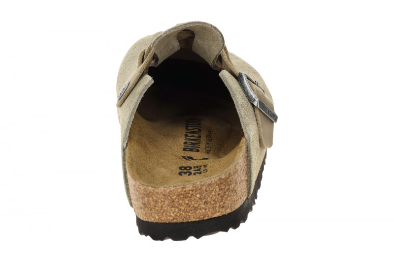 Birkenstock Boston Braided Pantolette grau Velour SCHMAL-WEIT 1026694