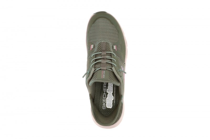 Skechers Glide Step Schuhe grün olive Damen SLIP-INS 150420