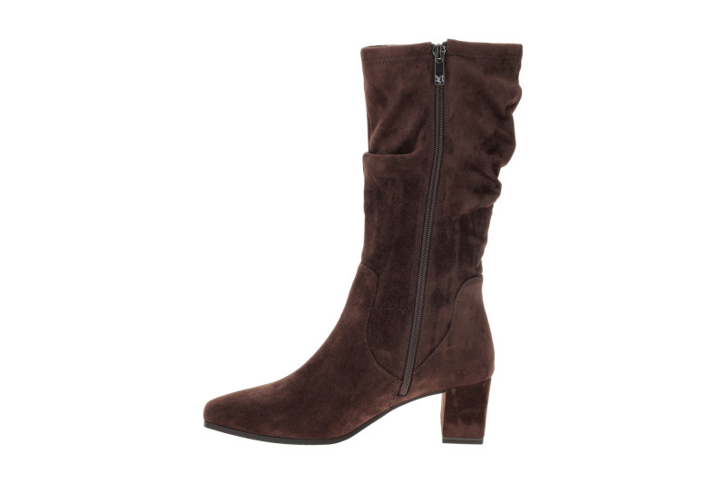 Caprice Stiefel Mid Rise braun Stretch Samt gerafft 25303