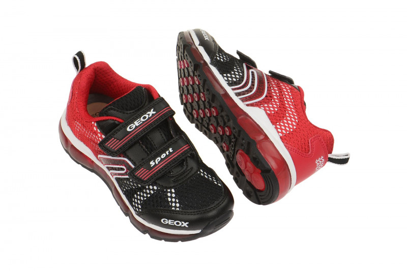 Geox Android Schuhe schwarz rot Blinker J6244C
